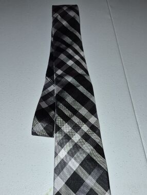 Classic Black and Gray Plaid Men's Tie